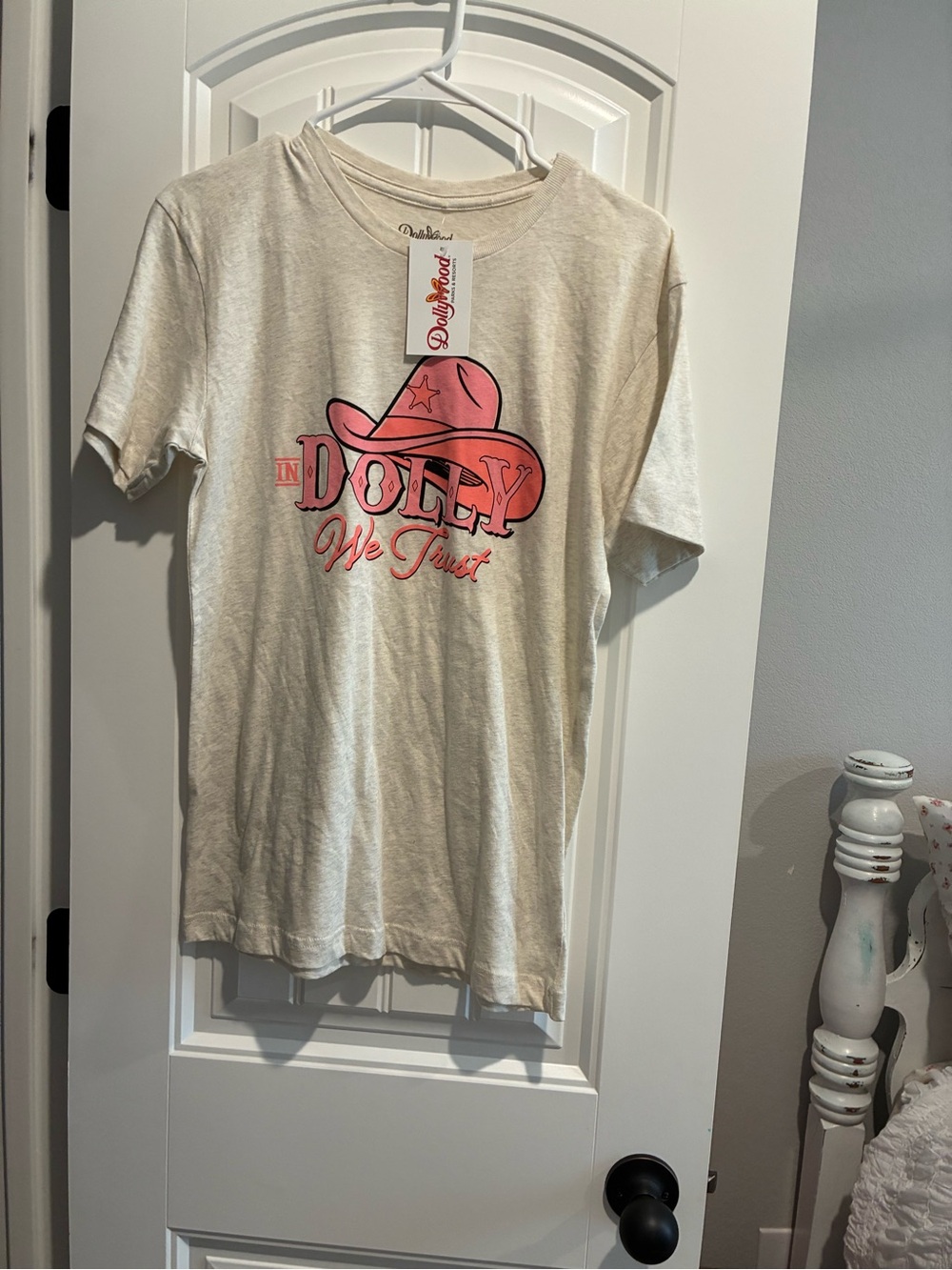 'In Dolly We Trust' Cream Graphic womens Tee